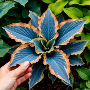 Хоста Океан Вью купить по цене от 960р. в интернет-магазине «Посадика» с доставкой почтой в в Рузае и по всей России – [изображение №1].